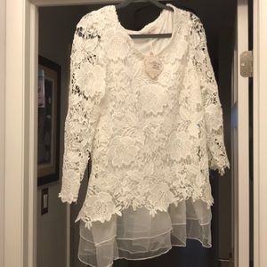 White lace long top